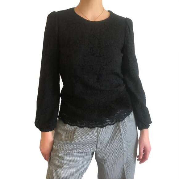 Dolce & Gabbana Staff Black Floral Blouse Lace Nylon Top - Picture 1 of 5